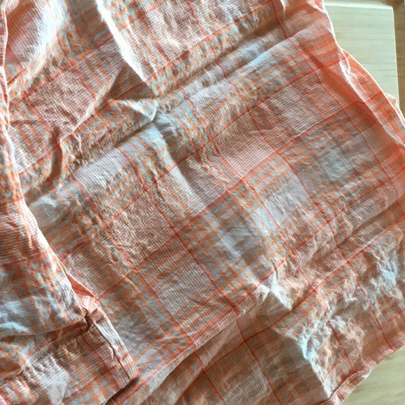 GARNET HIlL 100% linen plaid tangerine colored pillowcase set, fun! - Picture 6 of 6